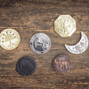 Middle-earth coin set – Complete faction collection – Metal coins for LARP & TTRPG