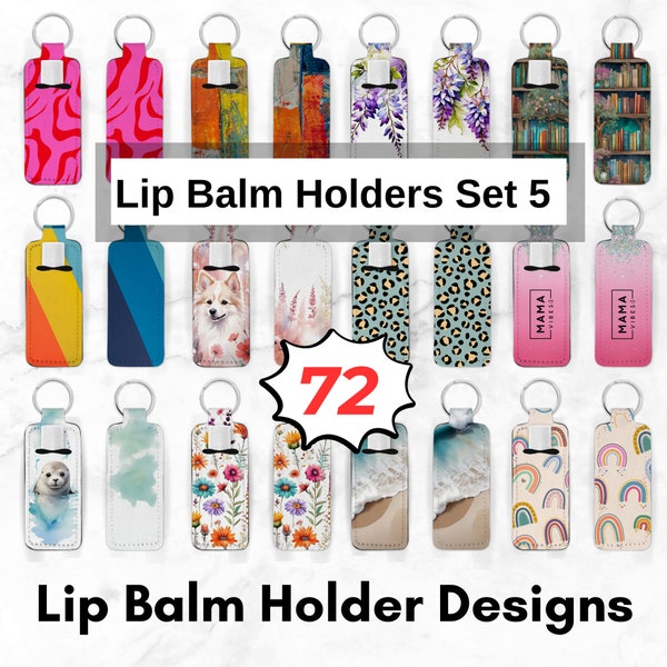 Skinny Lip balm Holder Designs PNG Digital Bundle 72 Files. Chapstick Sublimation Art for Lip Balm Holders. Instant Download. 300dpi (Set 5)