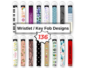 Wristlet PNG Files Key Fob Bundle of 136 Designs for Sublimation.  Digital Instant Download. Patterns flowers Print. High Definition