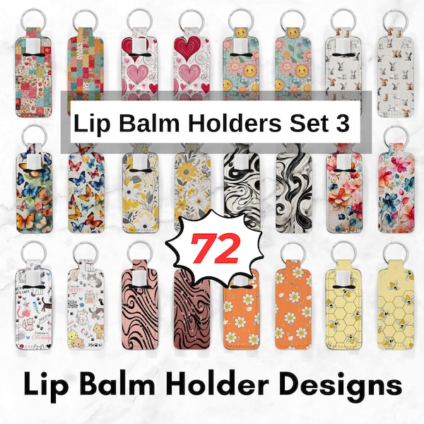 Bundle Skinny Lip Balm Holder Designs PNG High-Resolution Digital Files Instant Download Chapstick Holder Template Design Set3 Sublimation