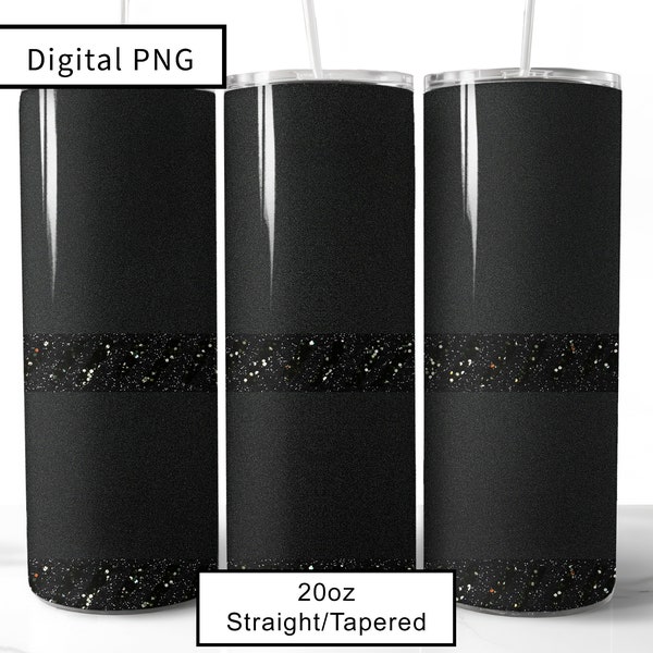 Black Glitter Tumbler Wrap PNG Design 20oz Seamless Skinny Straight and Tapered sublimation designs Digital Download Files tumblerwrap Matt