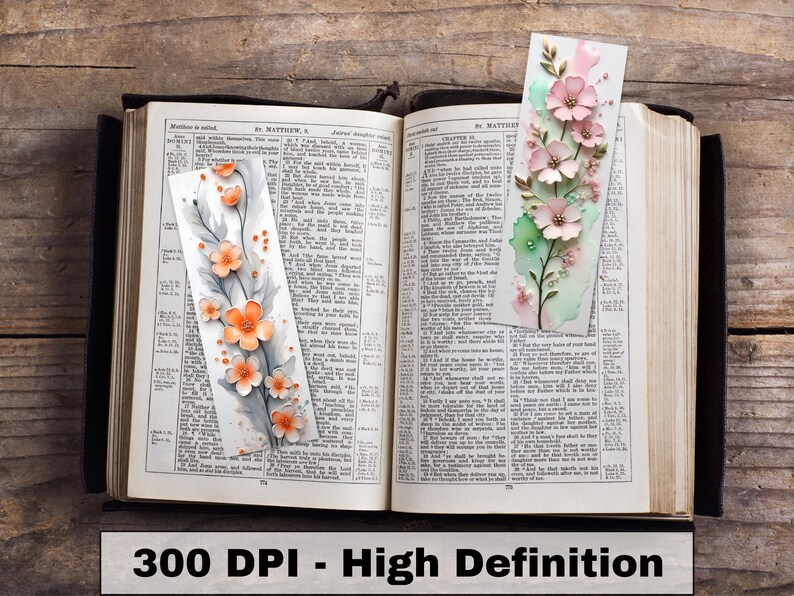 3D Bookmark Designs Bundle Flower Printable Bookmarks. set 2 PNG ...
