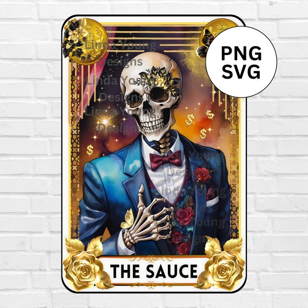 De saus Tarot Card PNG, SVG sublimatie ontwerp, voor mokken, T-shirts, sleutelhangers, kaarten. Digitaal bestand, direct downloaden. Hoge kwaliteit