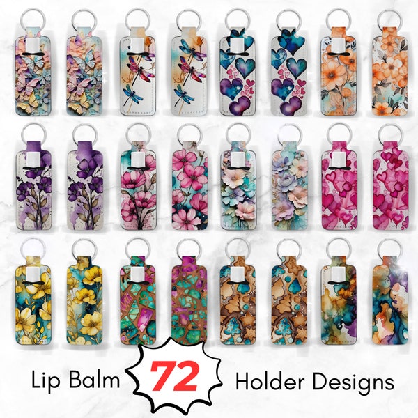 Skinny Lip Balm Holders Sublimation Designs Bundle PNG High-Resolution Digital File Instant Download Chapstick Holder Templates Design Set1