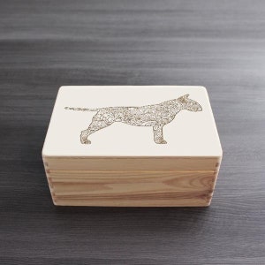 Bull Terrier - Wooden Box - ORNAMENTED ONLY - Size L - approx. 40 x 30 x 14 cm | VARIANT 1