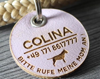 DOG TAG / HUNDEMARKE - aus Biothane - pastell-lila - v2 ( Hund ) - rund - Ø 3,4 cm