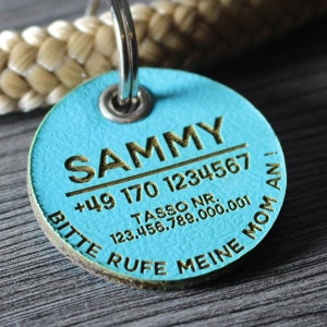 DOG TAG - made of Biothane - turquoise - v1 - round - Ø 3.4 cm
