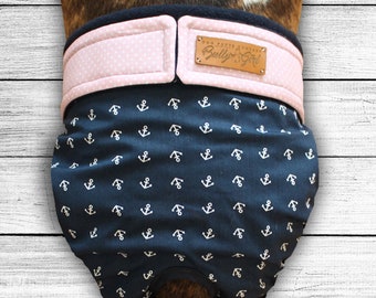 Custom-made heat trousers for dogs "Anchors on Blue"