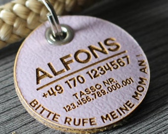 DOG TAG / DOG TAG - made of Biothane - pastel purple - v1 - round - Ø 3.4 cm