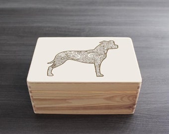 American Staffordshire Terrier - Holzbox Gr. S - ORNAMENTED ONLY - ca. 30 x 20 x 14 cm | VARIANTE 1