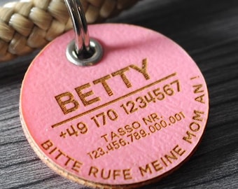 DOG TAG / DOG TAG - made of Biothane - pink - v1 - round - Ø 3.4 cm