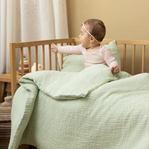 Muslin Bedding Set for Baby&Toddler–Soft Breathable Sheet,Duvet Cover and Pillowcase for Baby Toddler Child Kids,Baby Muslin Duvet Cover Set