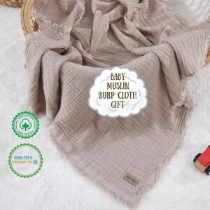 Couverture pour bébé 100 % mousseline de coton - Lange taupe 4 épaisseurs - Couverture confortable pour tout-petit - Cadeau de baby shower