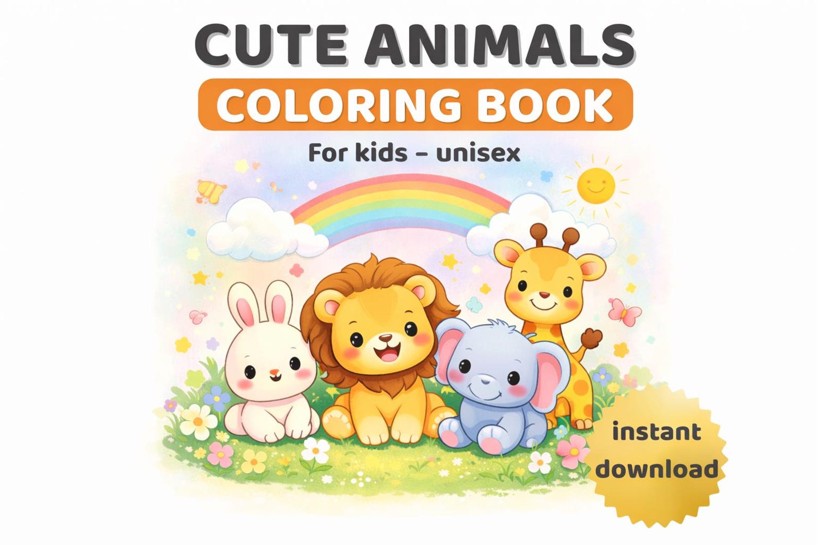 Kids Coloring Book Printable - Cute Animals Coloring Pages for Kids ...