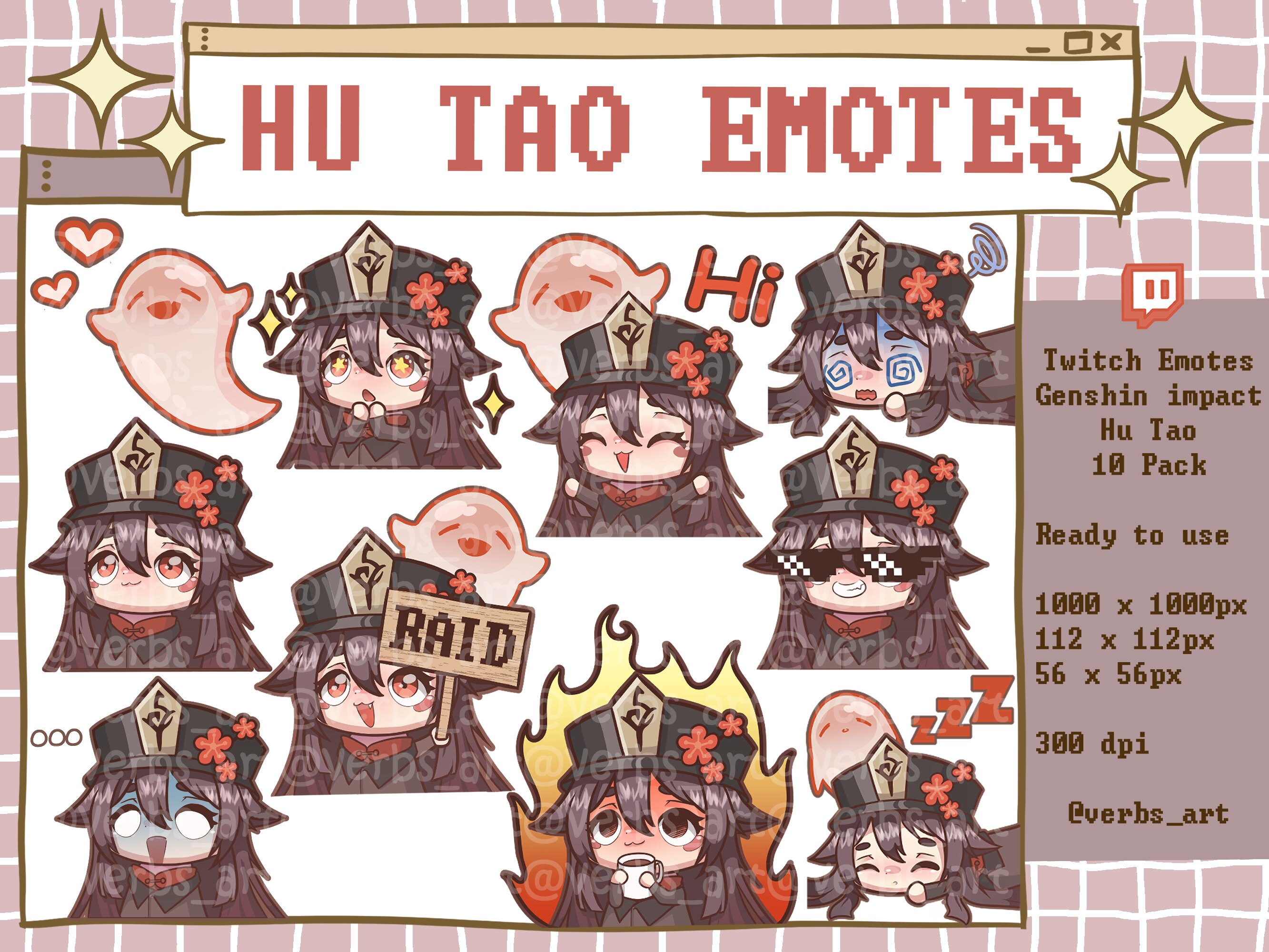 Hu Tao and Boo Tao as Pixel Taos + Free to use emote : r/HuTao_Mains