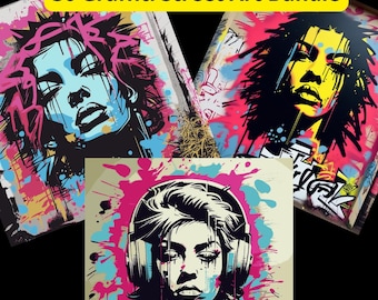 36 Graffiti Street Art Bundle | Graffiti Clipart | Graffiti Stencil Effect | Spray Paint Texture | Urban Street Art PNG SVG JPG