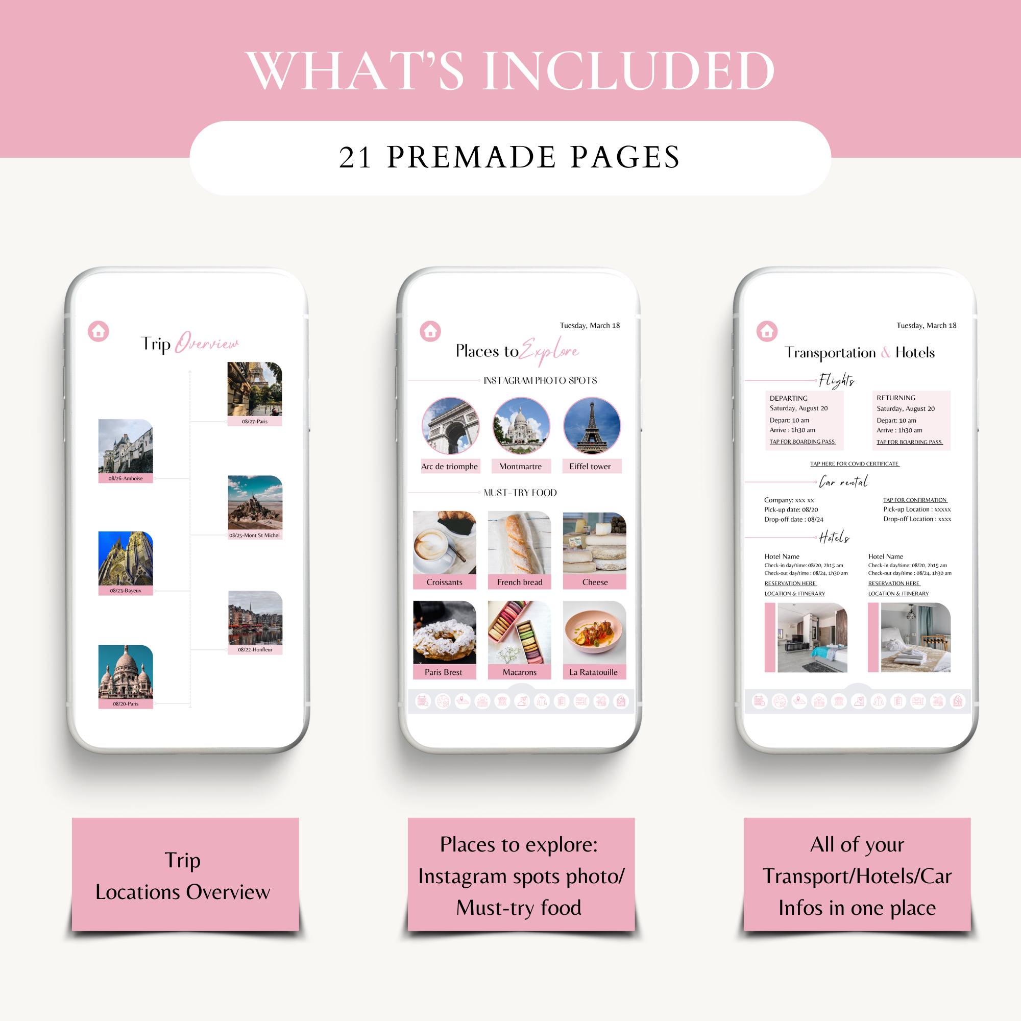 Mobile Travel Itinerary Template | Digital Travel Itinerary Template ...