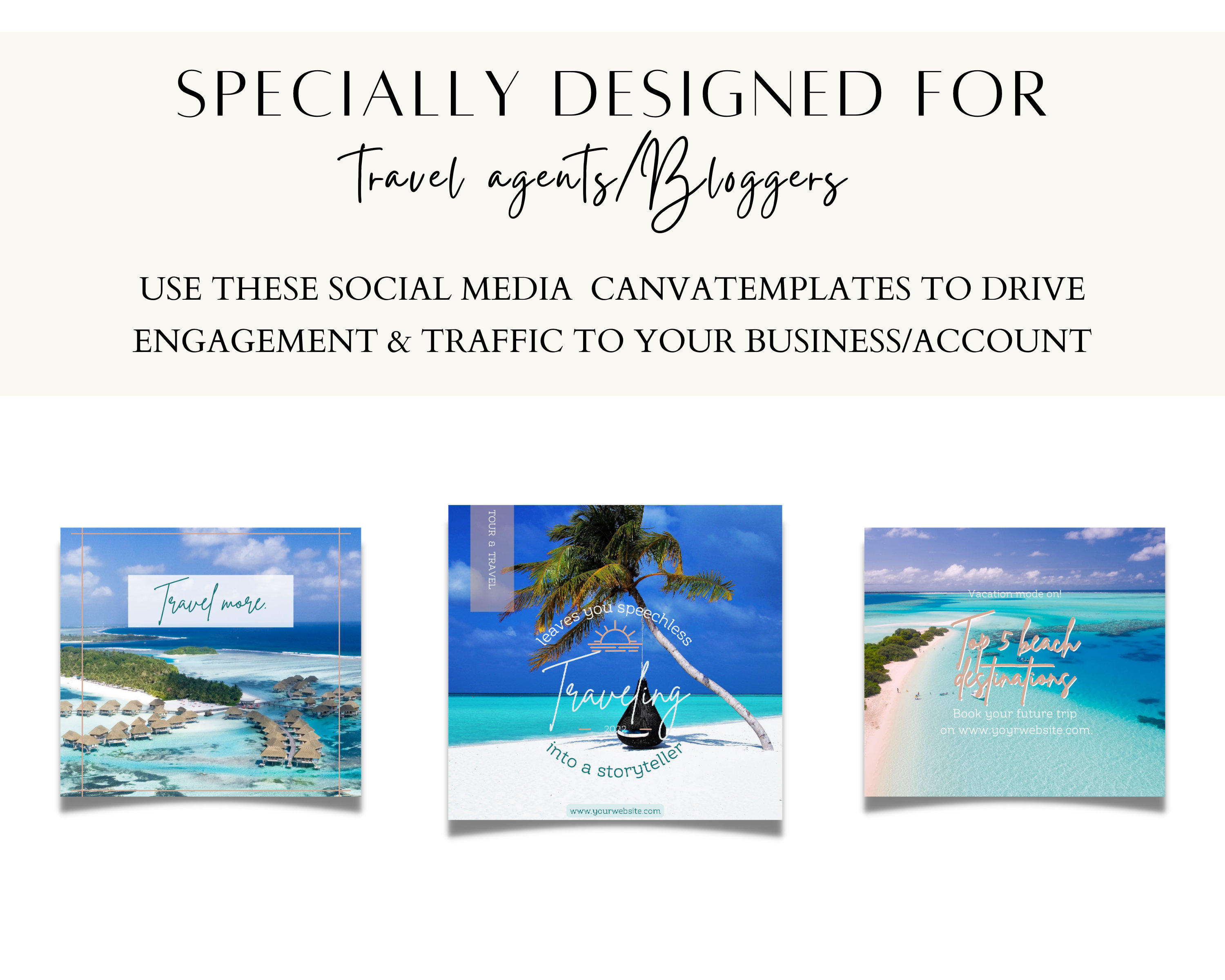 Travel Agent Instagram Posts Templates Canva Templates 80 - Etsy
