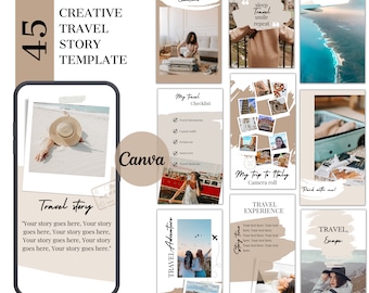 Travel Instagram Story Templates, Canva Templates | 45 Travel Creative Templates for Instagram Stories