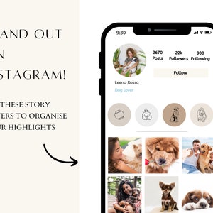 Hund Instagram Highlight Cover 47 Hunde Illustrationen auf 5 neutralen Hintergründen für Instagram Stories Bild 5