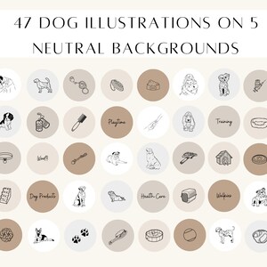 Hund Instagram Highlight Cover 47 Hunde Illustrationen auf 5 neutralen Hintergründen für Instagram Stories Bild 3