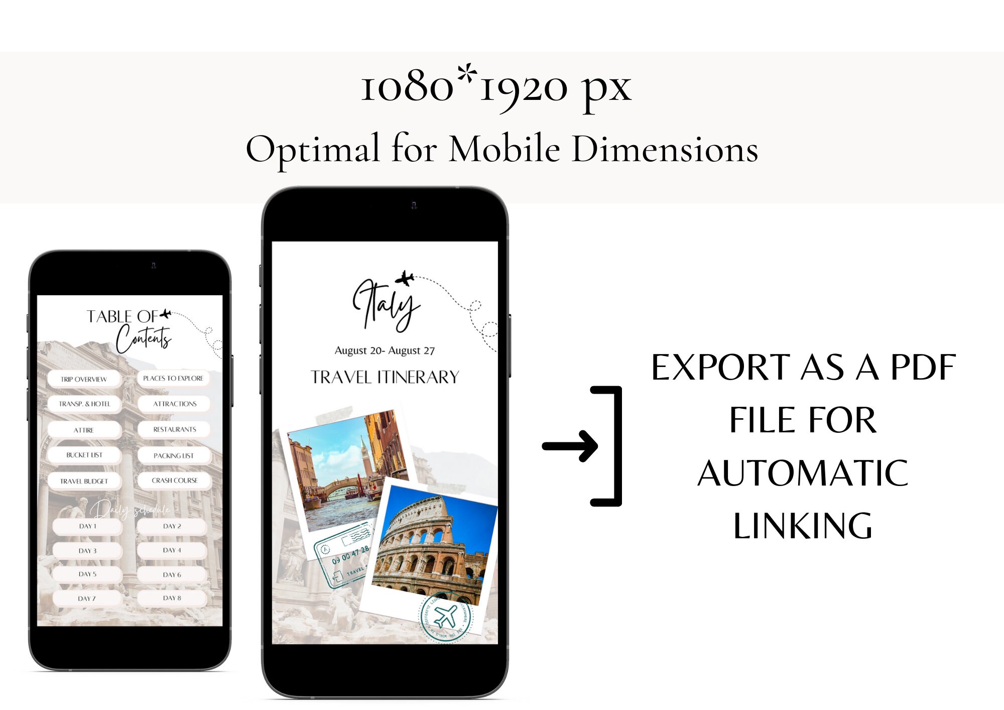 Mobile Travel Itinerary Template | Digital Travel Itinerary Template ...