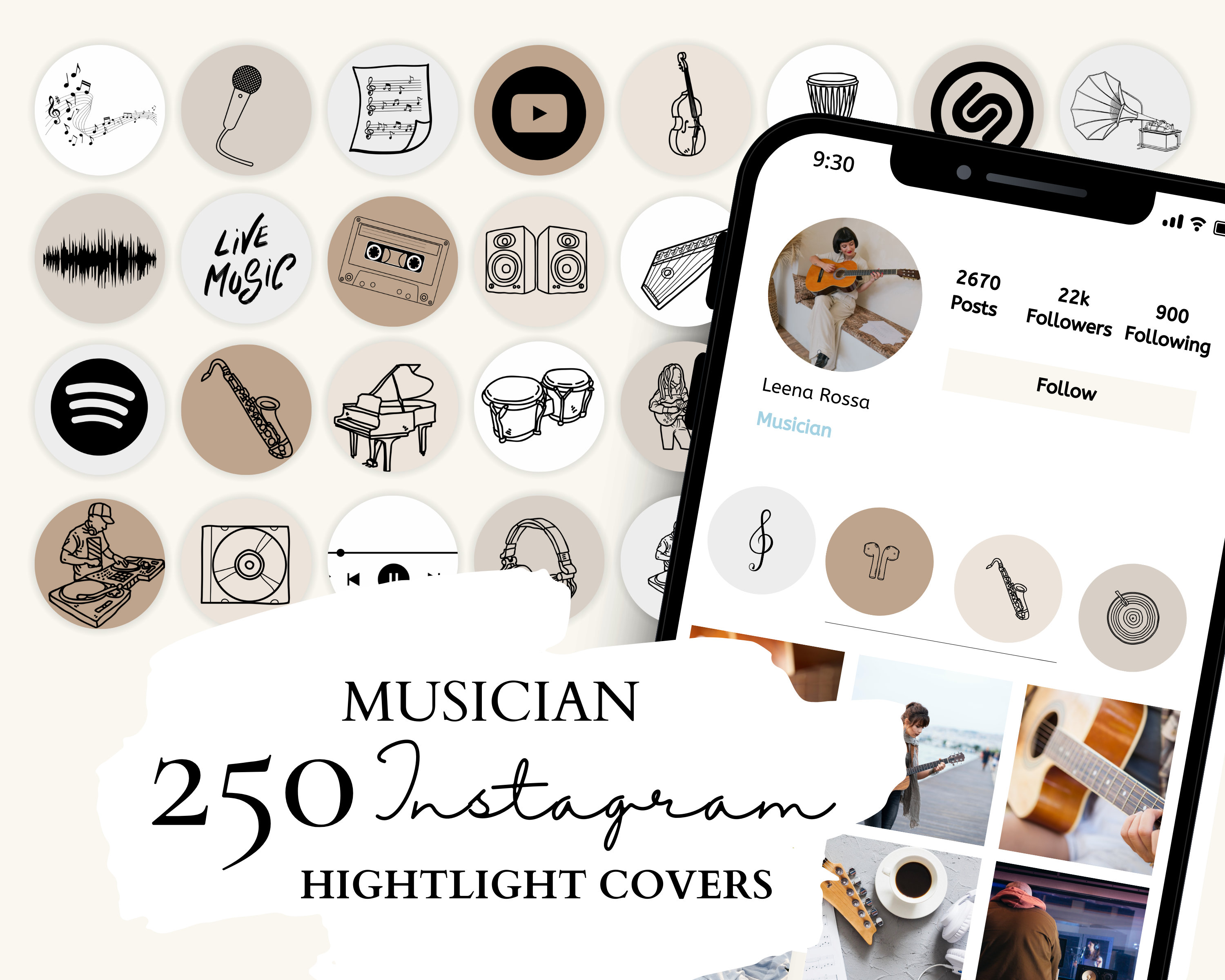 Musician Instagram Highlight Covers | Music Instagram Icons | 50