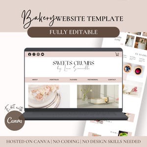 Bakery Canva Website, Bakery Shop Website Template | Canva Website Template, Canva Landing Page | Small Business Website