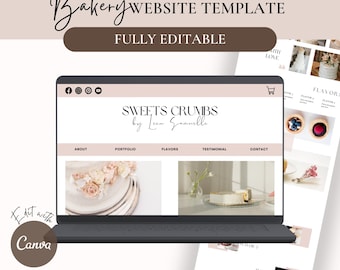 Bakery Canva Website, Bakery Shop Website Template | Canva Website Template, Canva Landing Page | Small Business Website