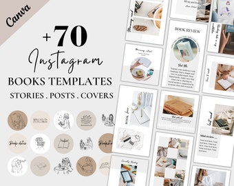 Books Instagram Templates, Canva Templates | +70 Bookstagram Minimalist Templates for Instagram Stories, Posts and Highlight Covers