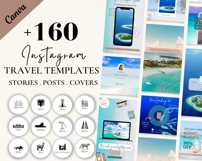 Travel Agent Instagram Templates | Instagram Canva Templates | +160 ...