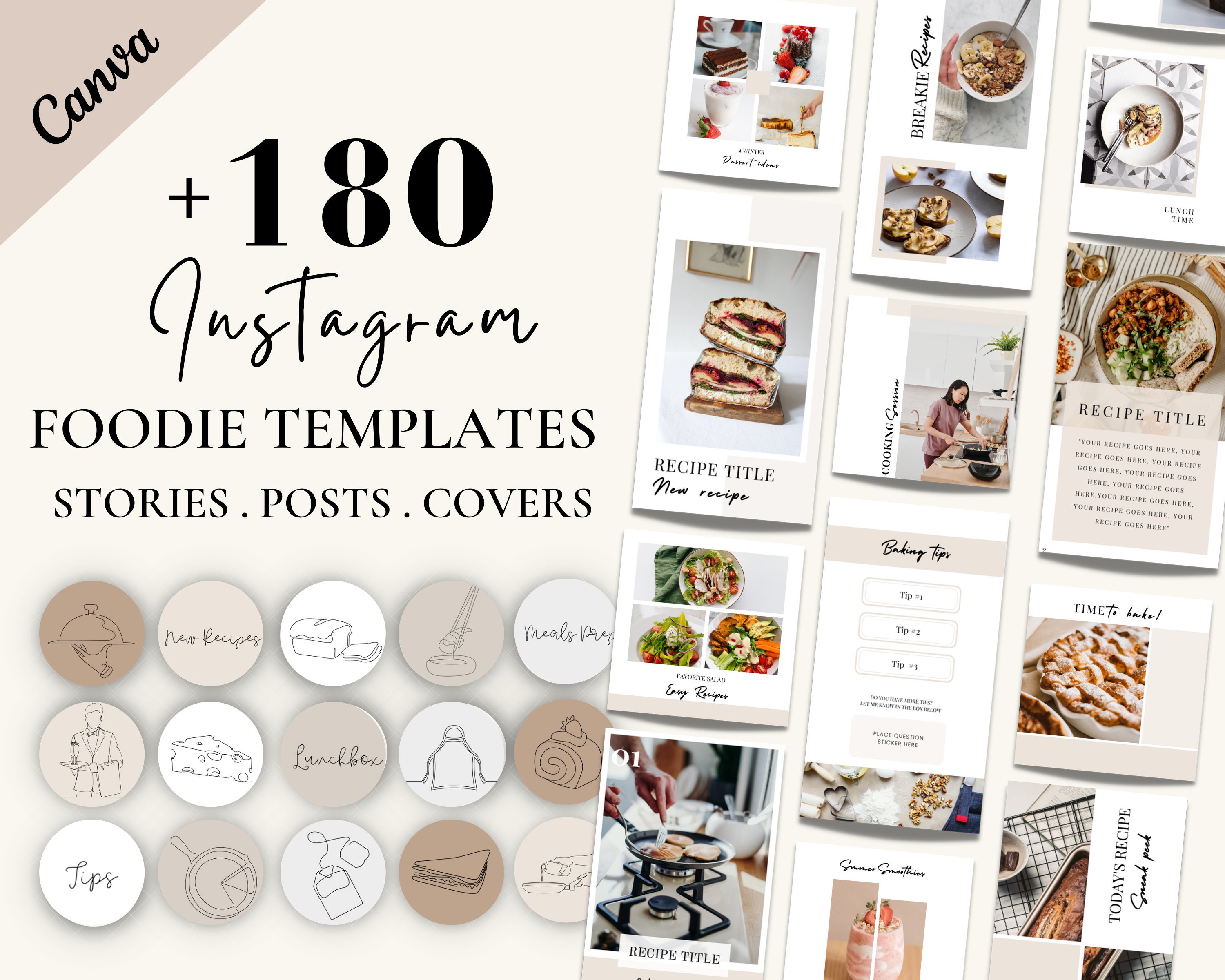 Food Blogger Instagram Templates, Canva Templates | +180 Food Blogger ...