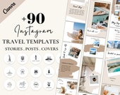 Travel Instagram Templates | Instagram Templates Bundle | +90 Travel Creative Templates for Instagram Stories, Posts, Highlight Covers