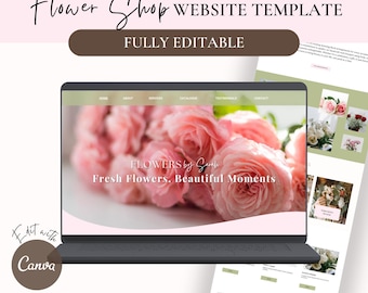 Flower Shop Website Template, Florist Canva Website | Canva Website Template, Canva Landing Page | Small Business Website Template
