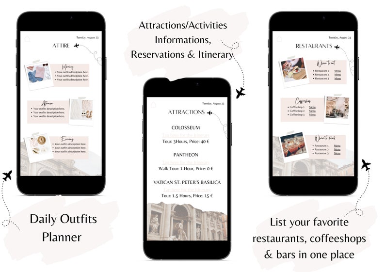 Mobile Travel Itinerary Template | Digital Travel Itinerary Template ...