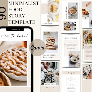 Food Blogger Instagram Story Templates, Canva Templates | 90 Food Blogger Minimalist Templates for Instagram Stories