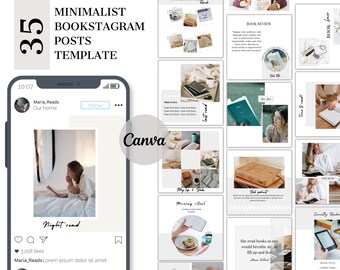 Modelli di post di Instagram per libri, modelli di Canva / 35 modelli minimalisti di Bookstagram per post di Instagram