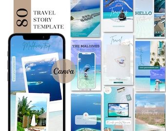 Travel Agent Instagram Story Templates| Canva Templates | 80 Travel Editable Templates for Instagram Stories
