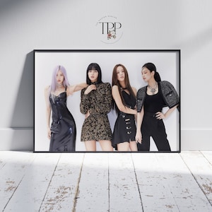 Poster noir et rose, oeuvre d'art mural Kpop, décoration musicale, impression d'art, cadeau pour des amis