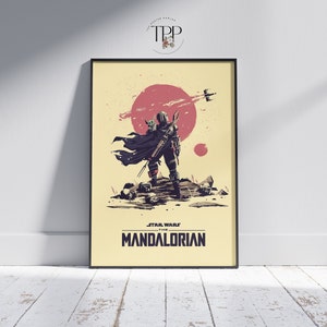Póster de la serie de televisión The Mandalorian, arte mural de Star Wars, impresión digital de Baby Yoda, decoración de habitaciones, regalo para entusiastas de Star Wars