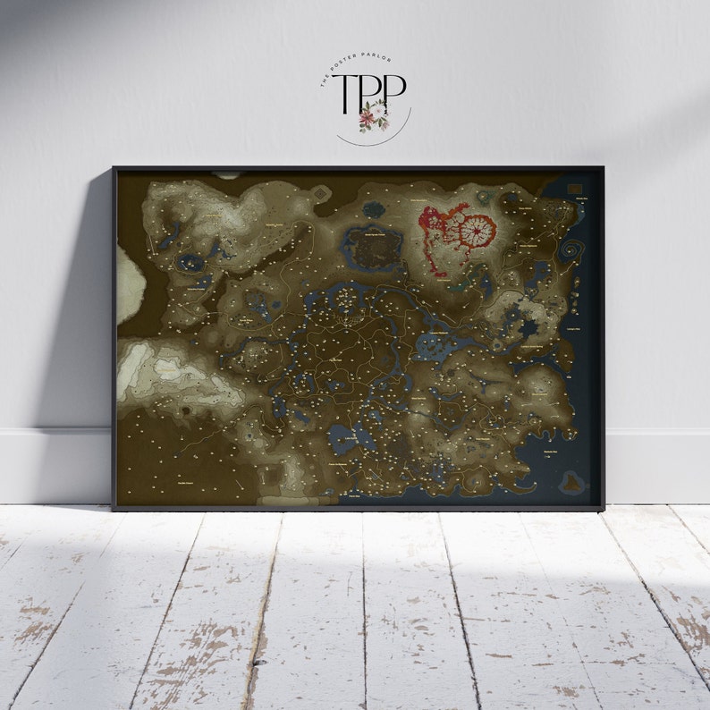 Zelda Map Poster: Breath of the Wild Hyrule Map Art - Etsy