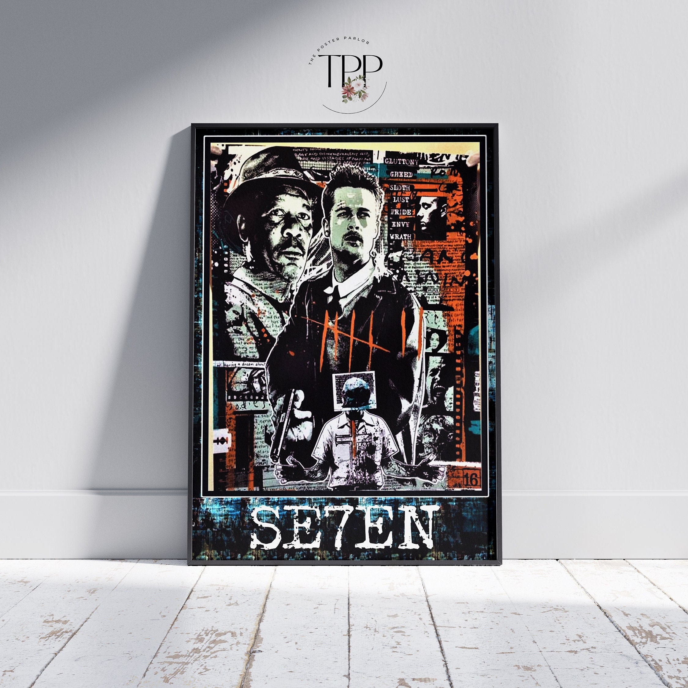 Se7en Poster, Thriller Movie Wall Art, Film Art Print, Gift for