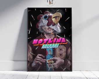 Hotline Miami Poster: Retro Gaming Room Wall Art