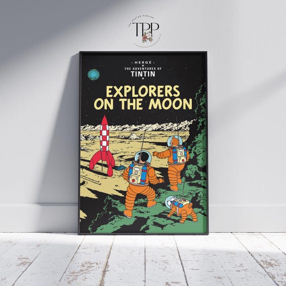 The Adventures of Tintin Poster, Hergé Wall Art Print for Kids
