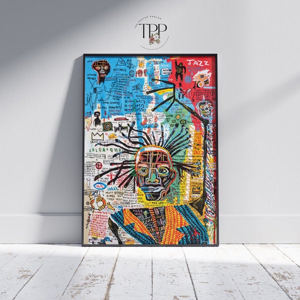 Affiche Jean Michel Basquiat, art mural de peintre américain, peinture graffiti de rue, impression de haute qualité, cadeau pour les amateurs de rue contemporains