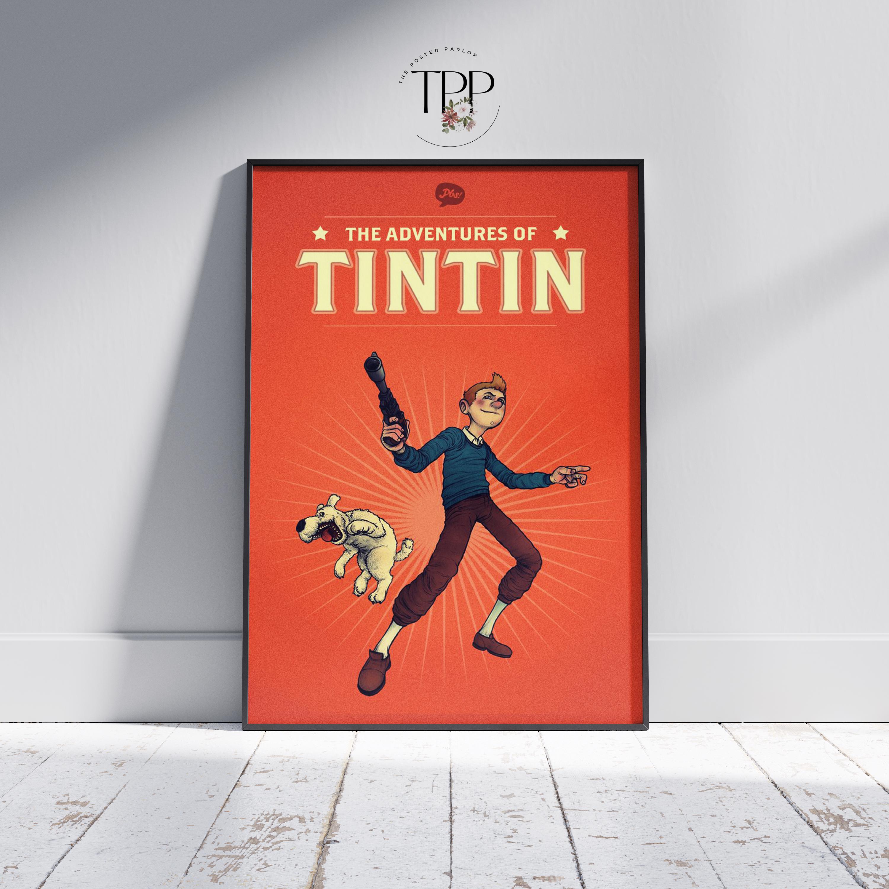 タンタンの冒険　ポスター　4枚セット タンタンの冒険ポスター、エルジェの子供向けウォールアートプリント