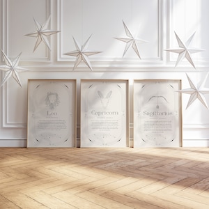 Zodiac Art Prints: Leo, Capricorn, Sagittarius Astrology Posters