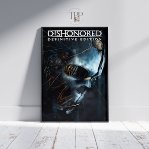 Pôster impressionante de Dishonored, decoração para sala de jogos, essencial para fãs de videogame