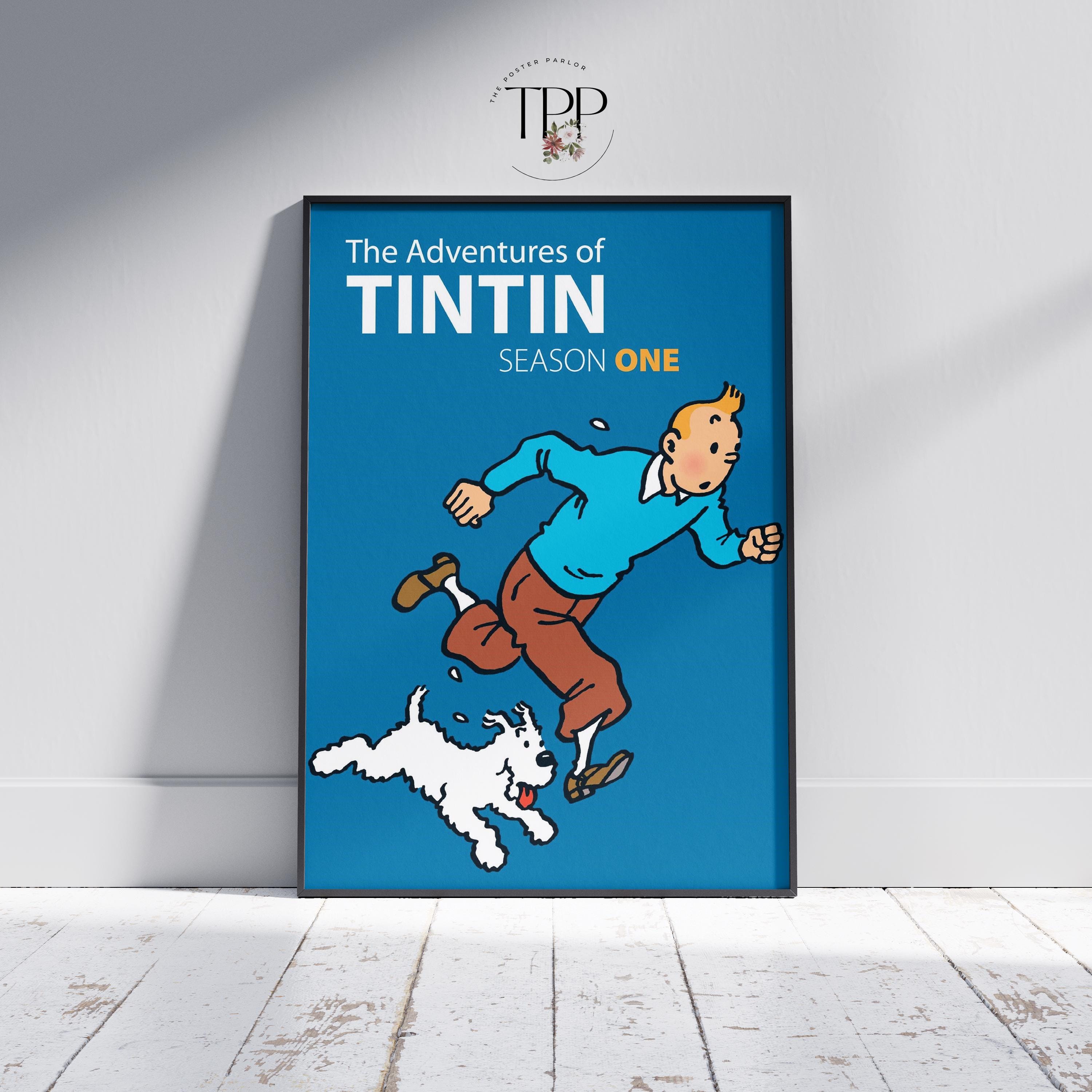 タンタンの冒険　ポスター　4枚セット タンタンの冒険ポスター、エルジェの子供向けウォールアートプリント