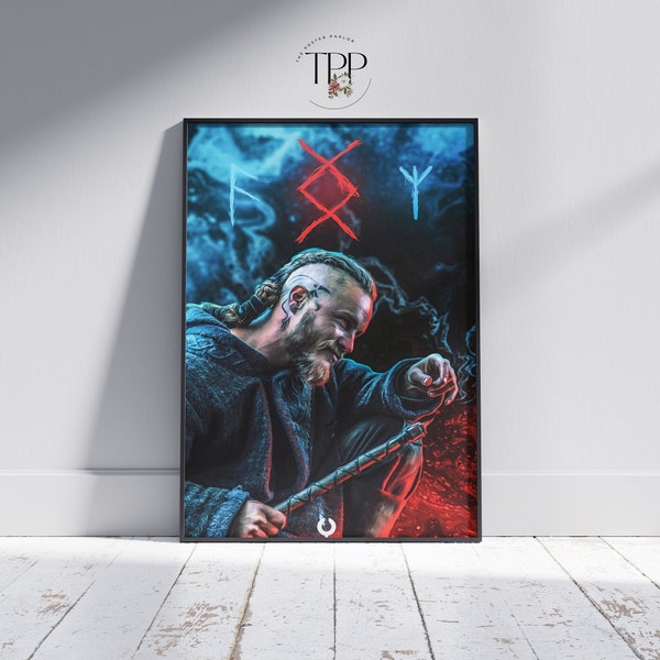 Ragnar Lothbrok Poster, Vikings TV Show Art Print, Norse Mythology Wall Decor, High Quality Print, Gift for Ragnar Fans